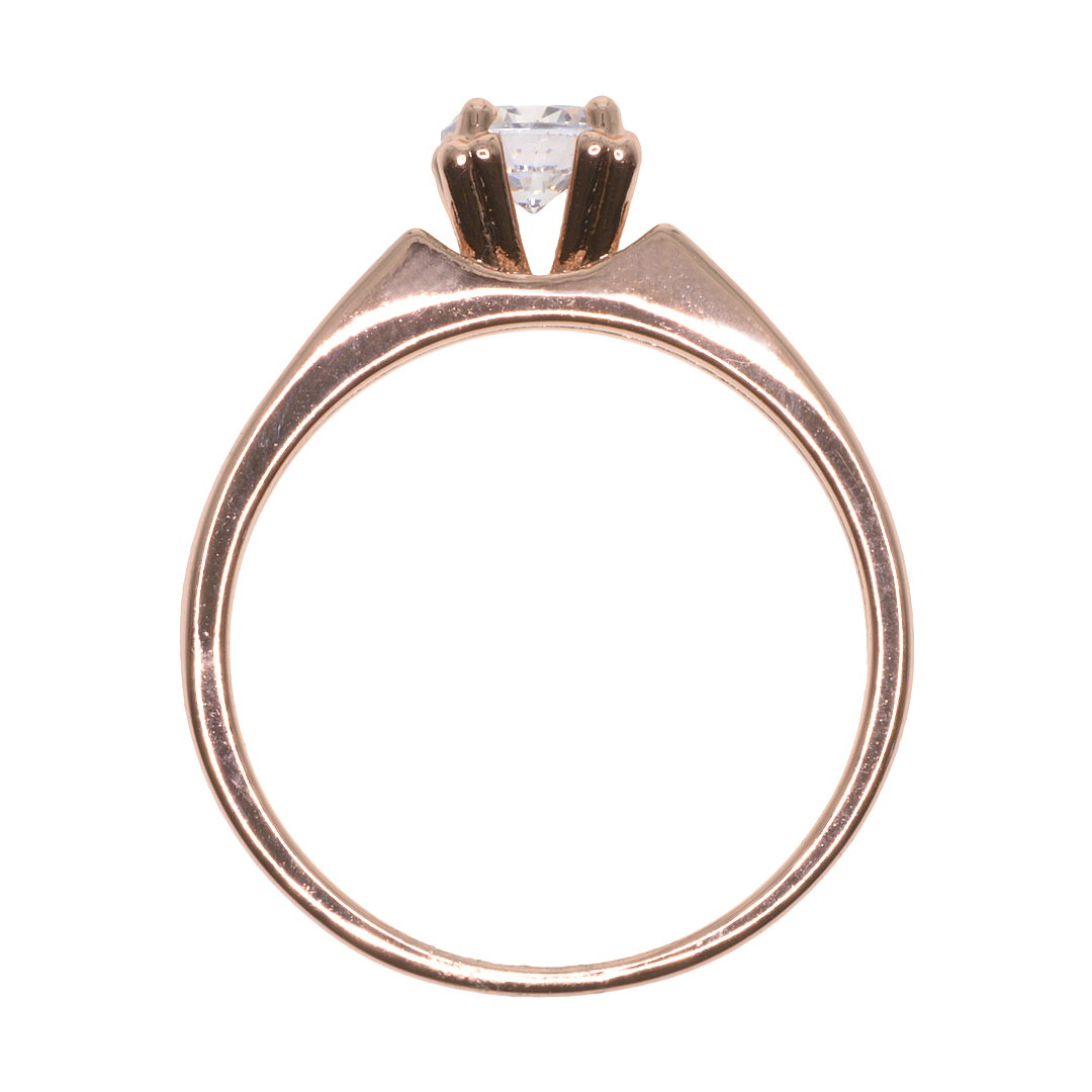 Rozé arany bevonatú divat gyűrű egy nagy kerek és több kisebb cseh kristállyal (0061010AE00)