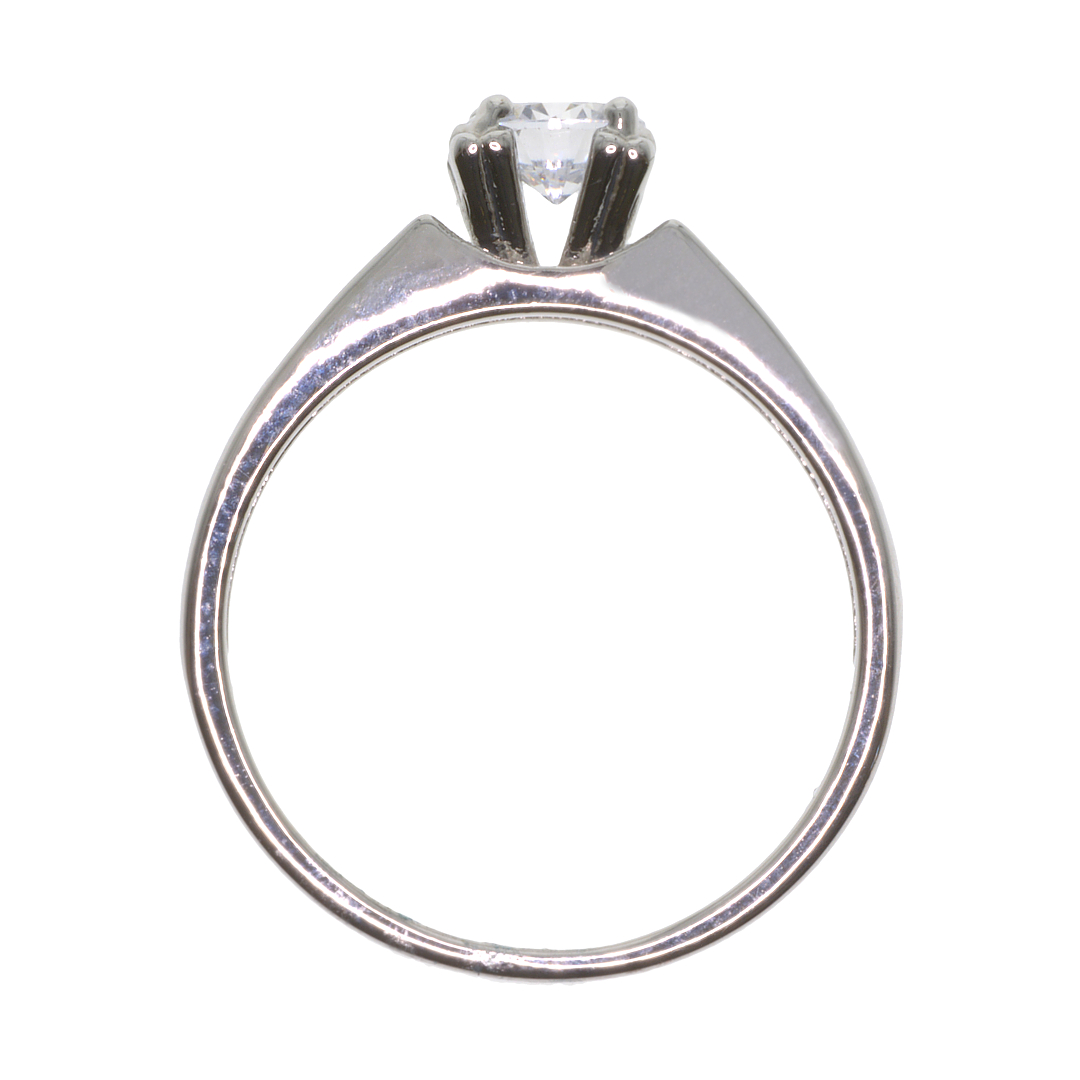 Fehérarany bevonatú divat gyűrű egy nagy kerek és több kisebb cirkónia kristállyal (0061011AE00)