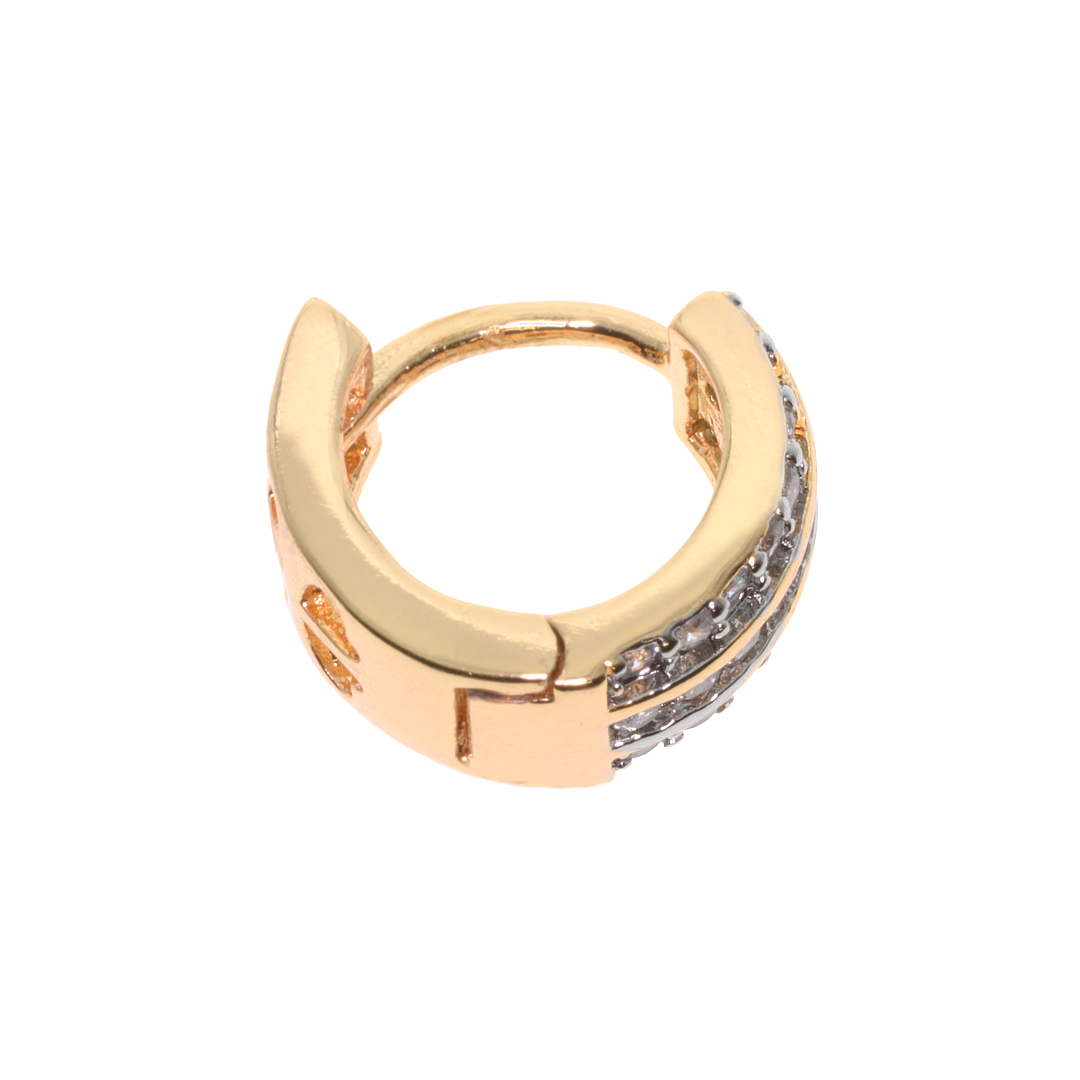 Bepattintós három sor cirkónia drágaköves rozé arany bevonatú karika divat fülbevaló (0161035AE00)