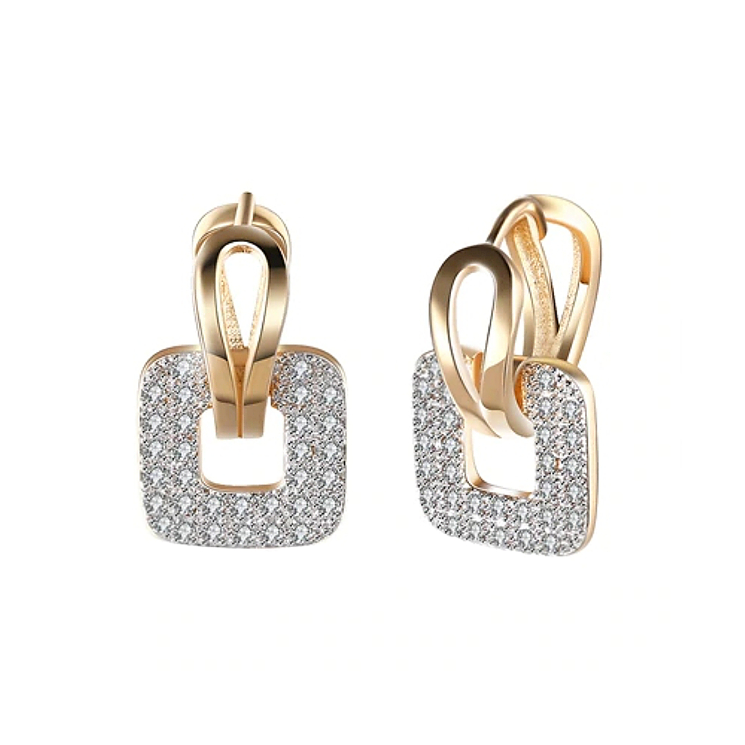 Aranyozott kis csüngő divat fülbevaló cirkónia drágakővel (0161042AE00)