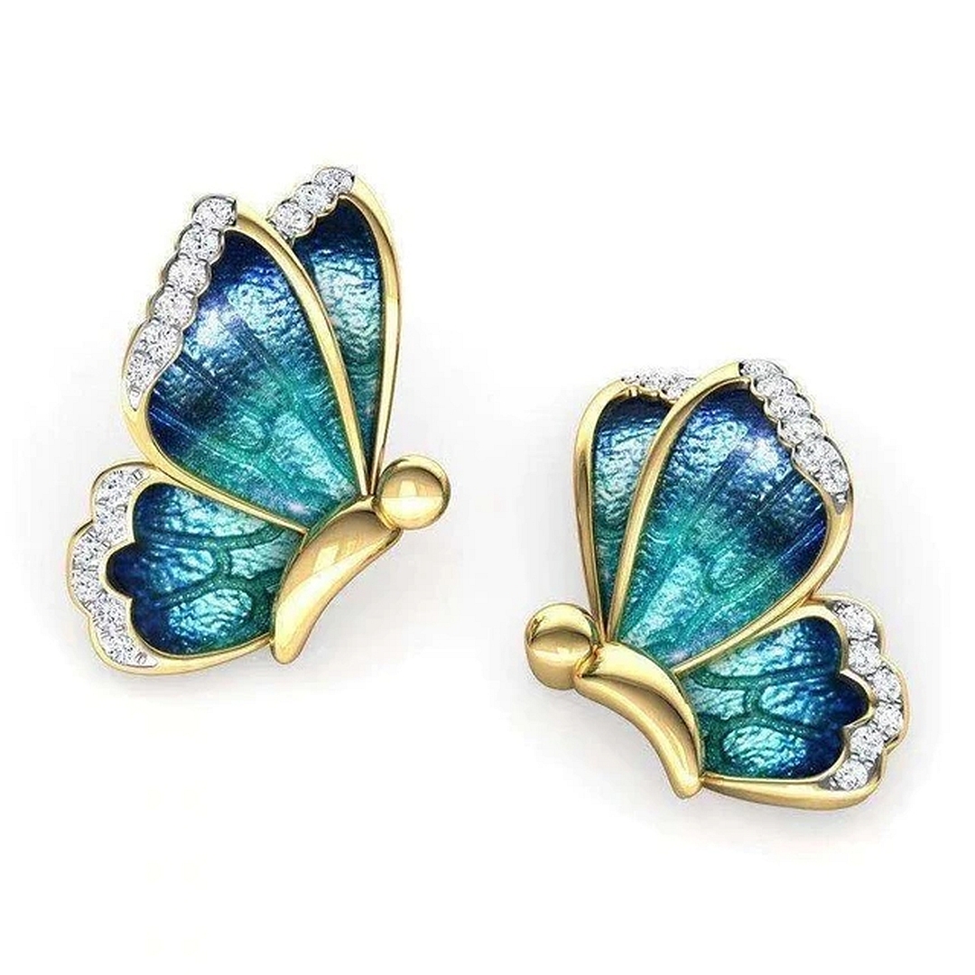 Pillangó alakú aranyozott fülbevaló cseh kristályokkal (0161053AE88)