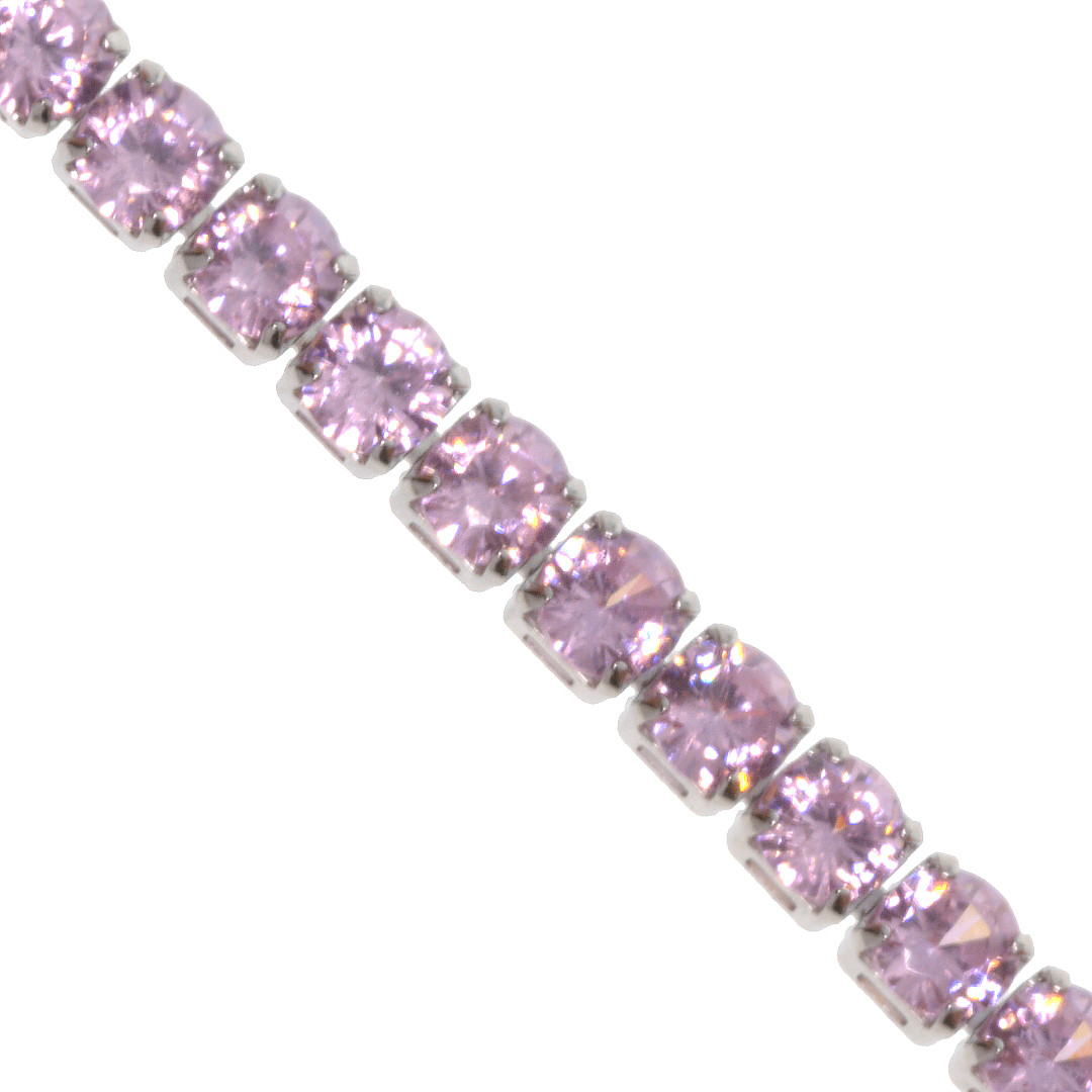 Ezüst színű divat karkötő rózsaszín cirkónia ékkövekkel (0461034AE28)