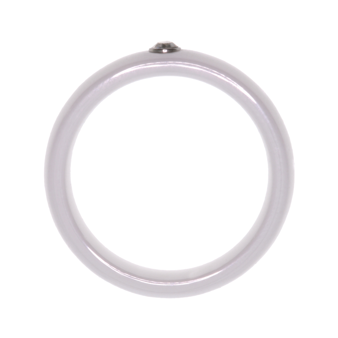 Fehér kerámia gyűrű kerek cirkónia drágakővel nemesacél tokos foglalatban (3012008SC00)