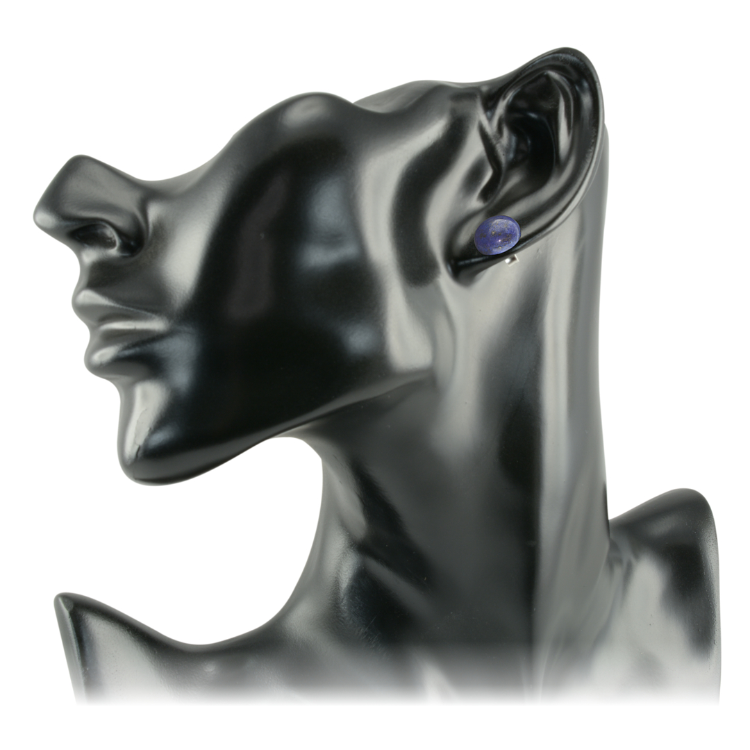 Kerek bedugós lápis lazuli drágaköves nemesacél fülbevaló (3110105ST99)