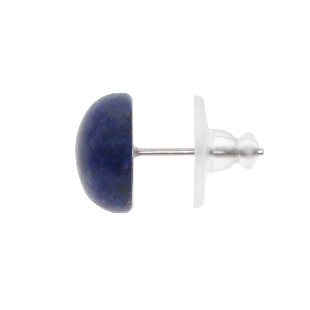 Kerek bedugós lápis lazuli drágaköves nemesacél fülbevaló (3110105ST99)