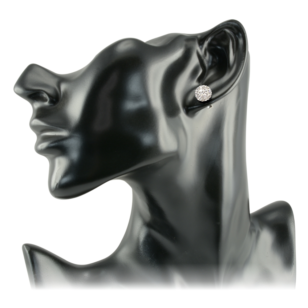 Shamballa típusú gömb formájú bedugós nemesacél fülbevaló cseh kristályokkal (3113001SV00)