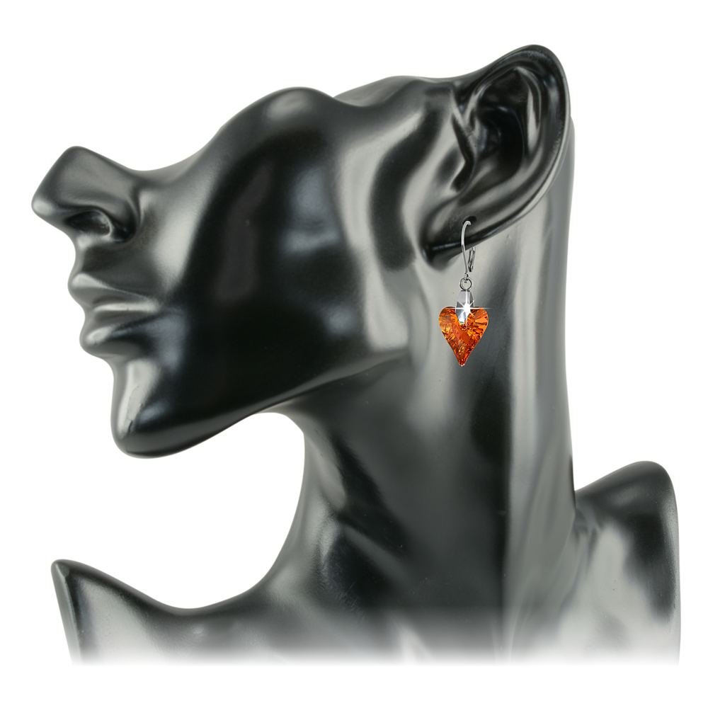 Szív alakú patent záras nemesacél fülbevaló Swarovski kristályokkal (3142001BA59)