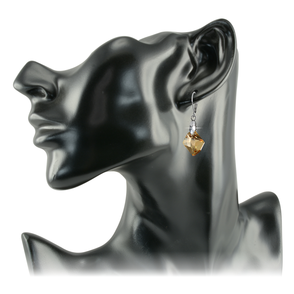 Szögletes alakú patent záras nemesacél fülbevaló Swarovski kristályokkal (3142007BA58)