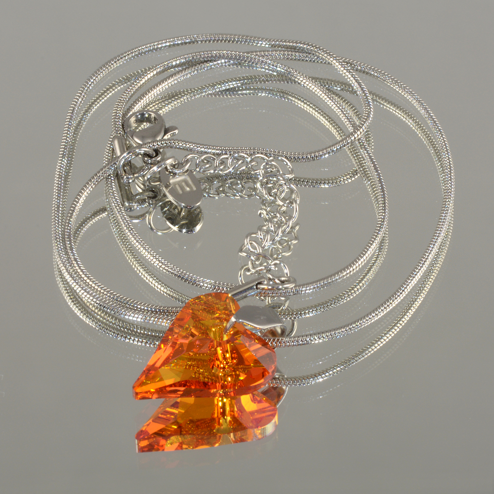 Nemesacél kígyólánc szív alakú Swarovski kristály medállal (3343001BA59)