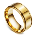 Arany bevonatú nemesacél gyűrű sima gravírozható felülettel, két oldali bemarással