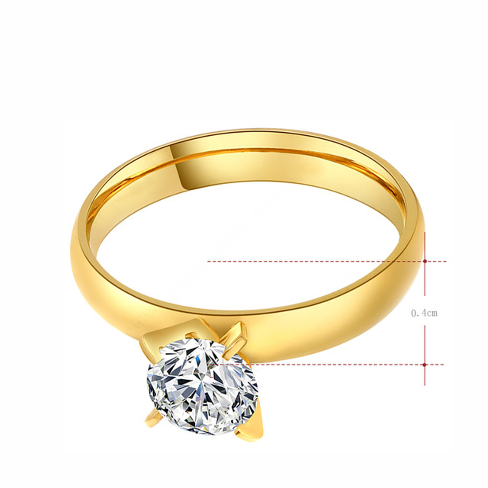 Szoliter nemesacél gyűrű arany bevonattal és kerek cirkónia drágakővel (4012005ST00)