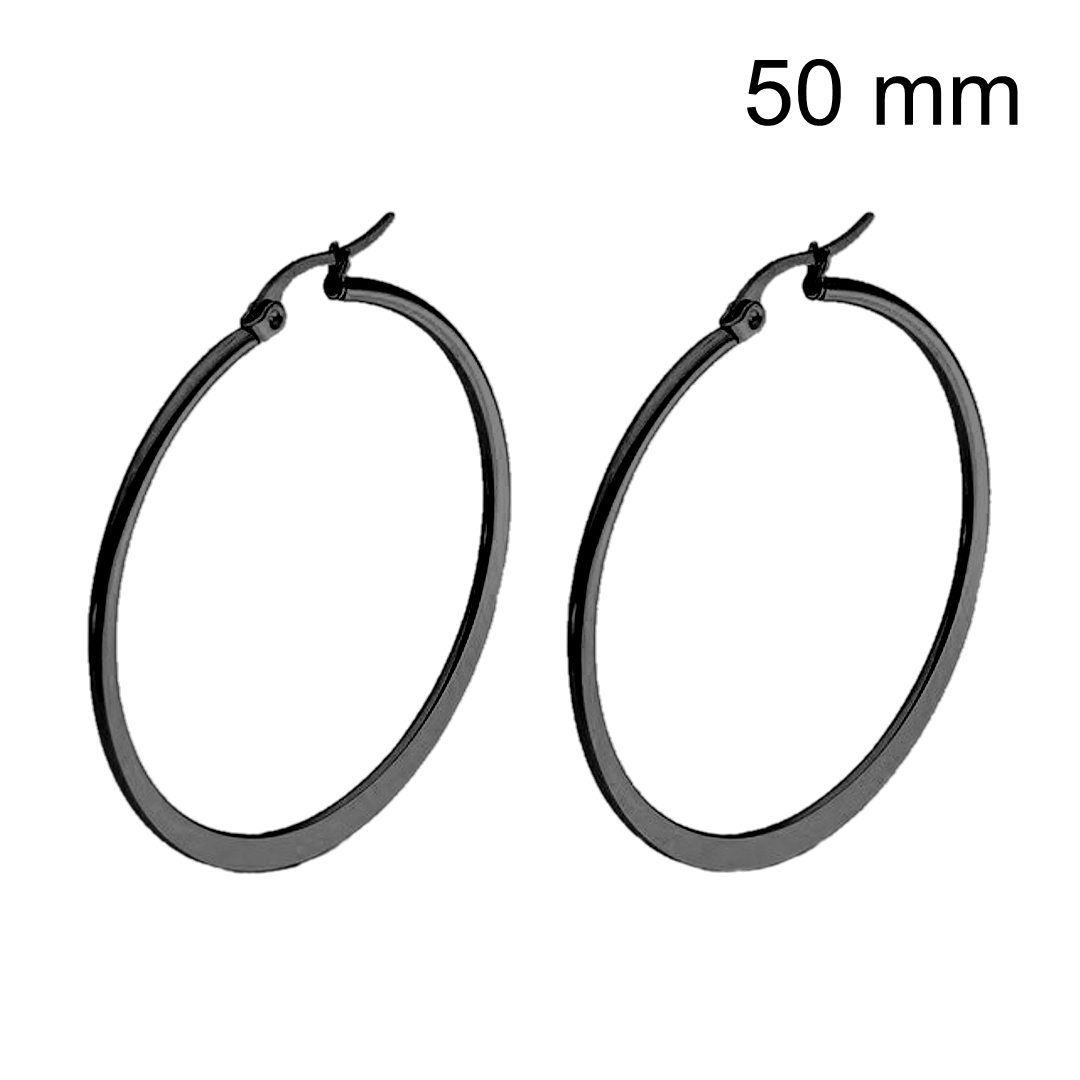 Nemesacél karika fülbevaló fekete PVD bevonattal ttöbb méretben 20-50 mm (4110078ST11)