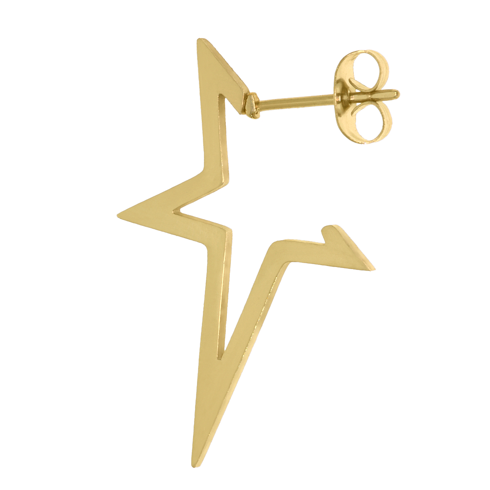 Bedugós csillag formájú arany bevonatú nemesacél fülbevaló (4110082ST88)