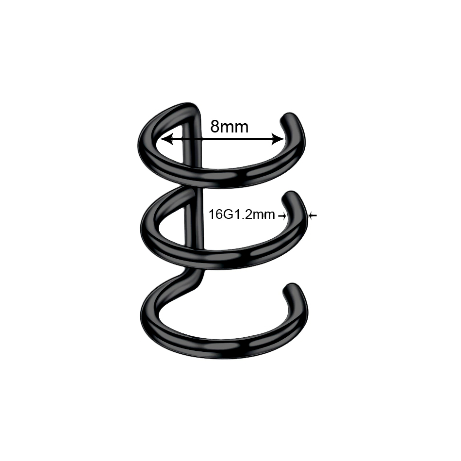 Három soros fekete PVD bevonatú nemesacél fülgyűrű (4110083ST11)