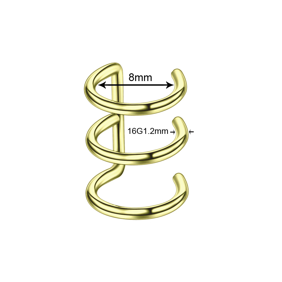 Három soros arany bevonatú nemesacél fülgyűrű (4110083ST88)