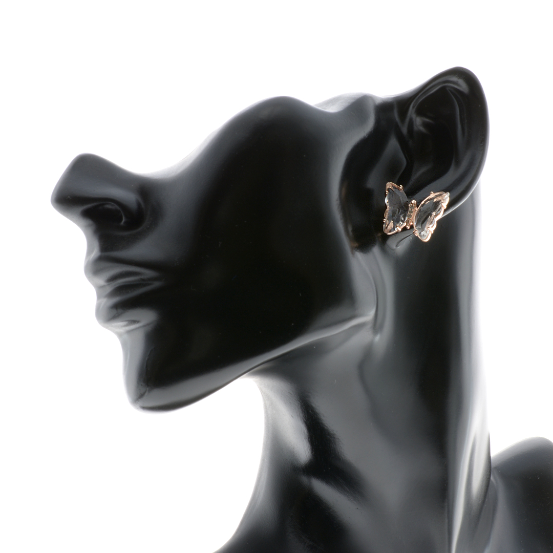 Pillangó alakú rozé arany bevonatú bedugós nemesacél fülbevaló gyönyörű osztrák kristályokkal (4112033ST00)