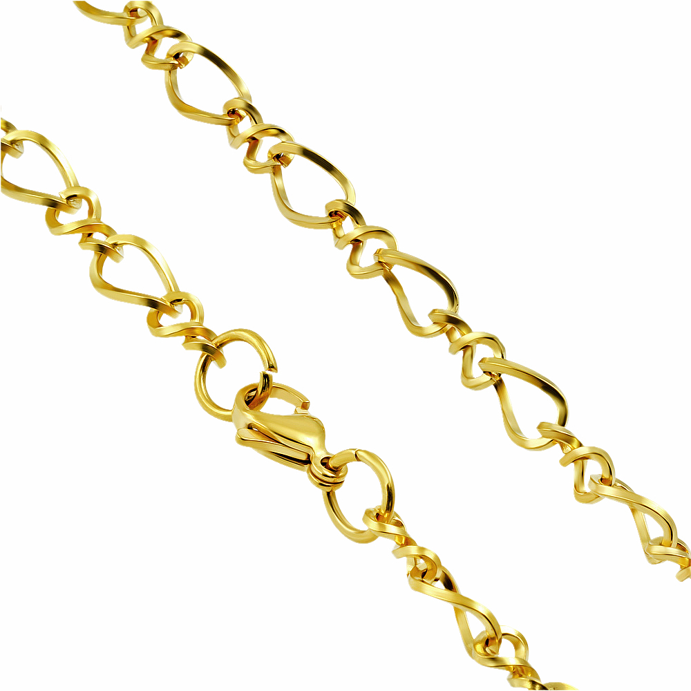 Arany bevonatú végtelen lánc típusú nemesacél nyaklánc - 5 mm (4310090ST88)