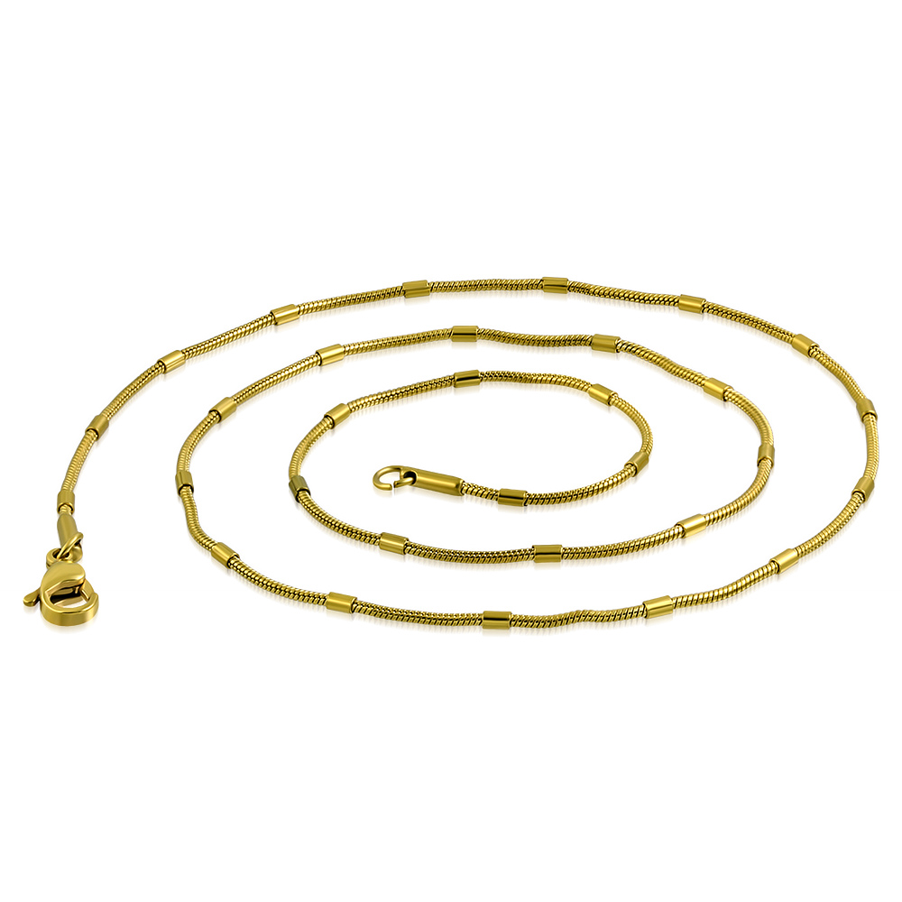 Arany bevonatú nemesacél kígyó nyaklánc hengeres pálca betétekkel (4310092ST88)