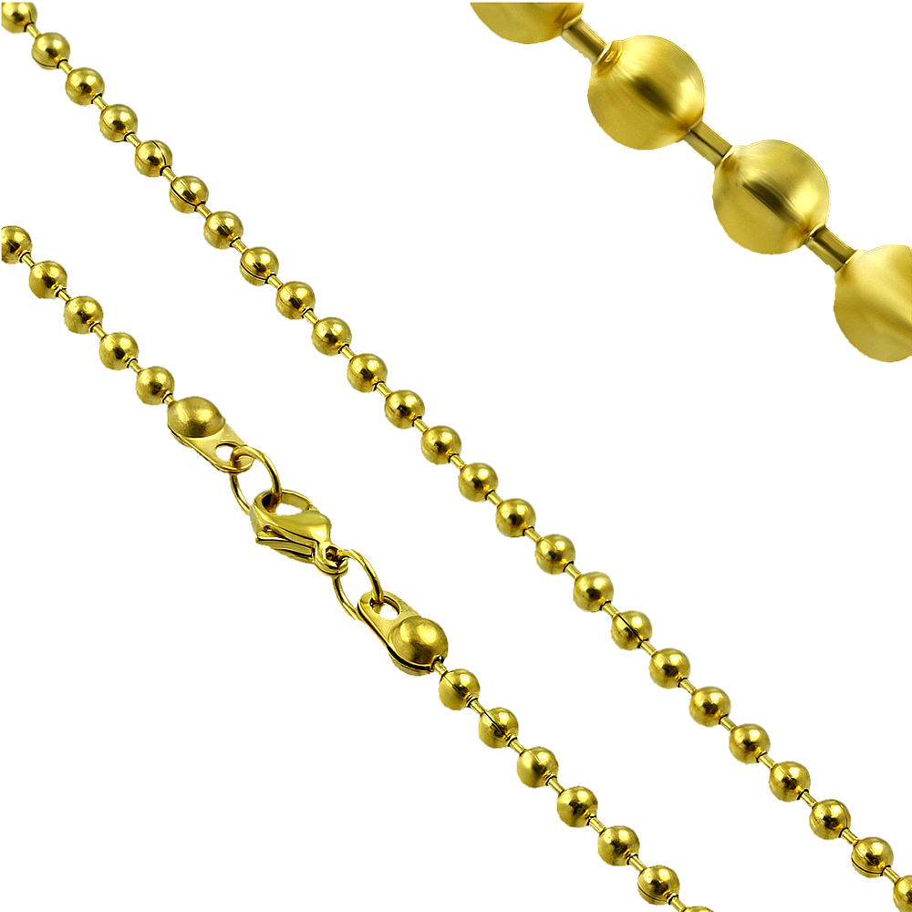 Arany bevonatú bogyós nemesacél nyaklánc - 1,5 mm (4310102ST88)
