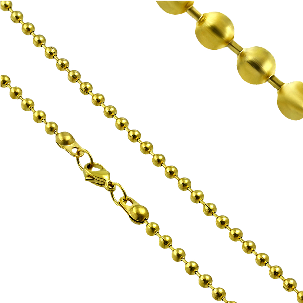 Arany bevonatú bogyós nemesacél nyaklánc - 2,5 mm (4310103ST88)