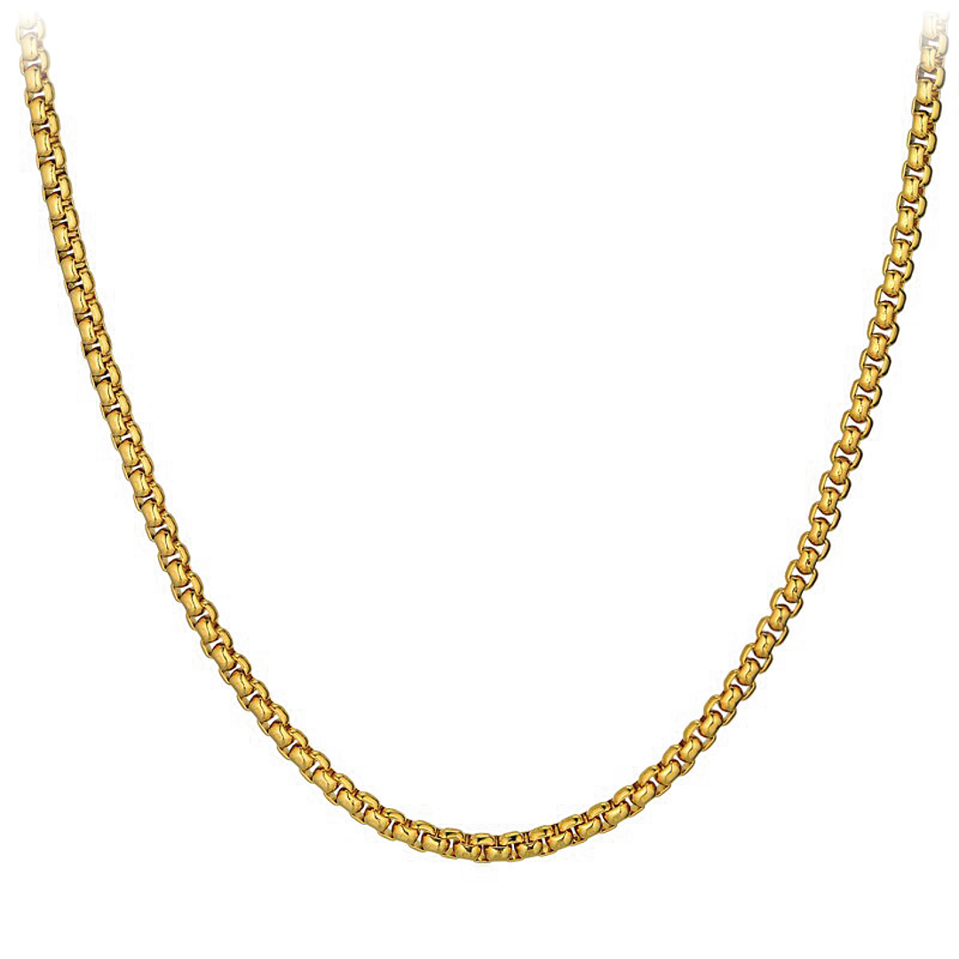Arany bevonatú kerekített szemes velencei kocka nemesacél nyaklánc (4310132ST88)