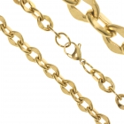 Arany bevonatú vastag, középen lapított szemes nemesacél anker nyaklánc
