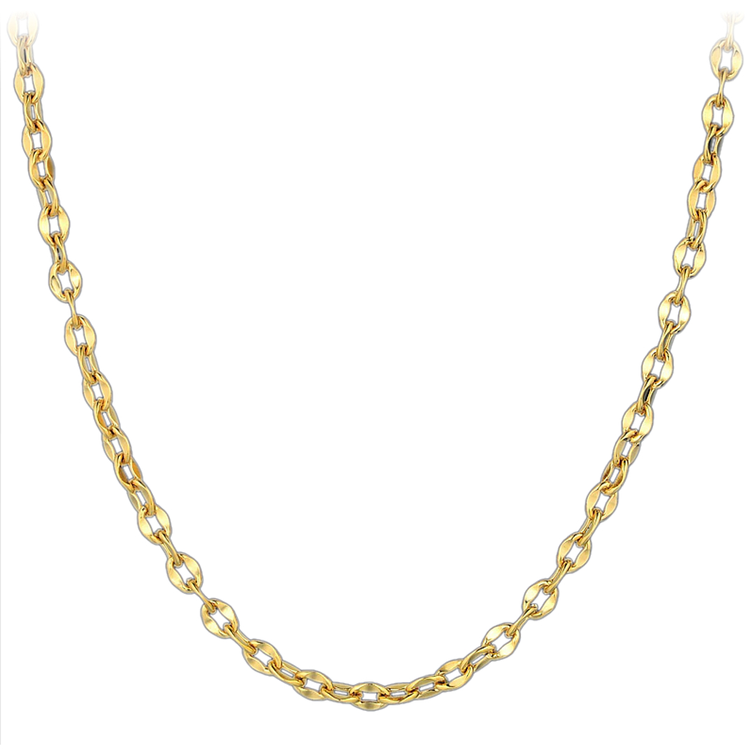 Arany bevonatú vastag, középen lapított szemes nemesacél anker nyaklánc (4310133ST88)