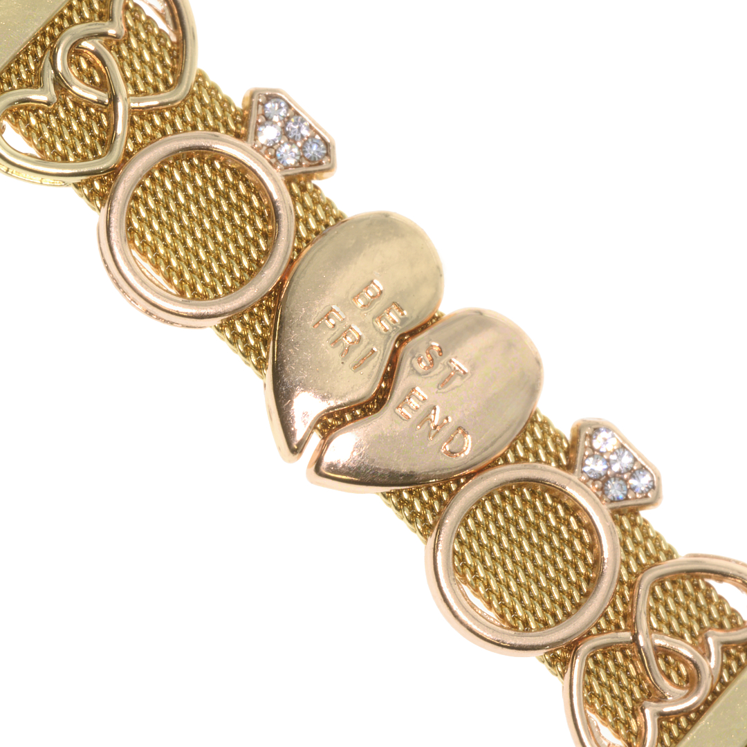 Arany bevonatú milánói lánc nemesacél karkötő cirkónia drágaköves charmokkal (4412032ST00)