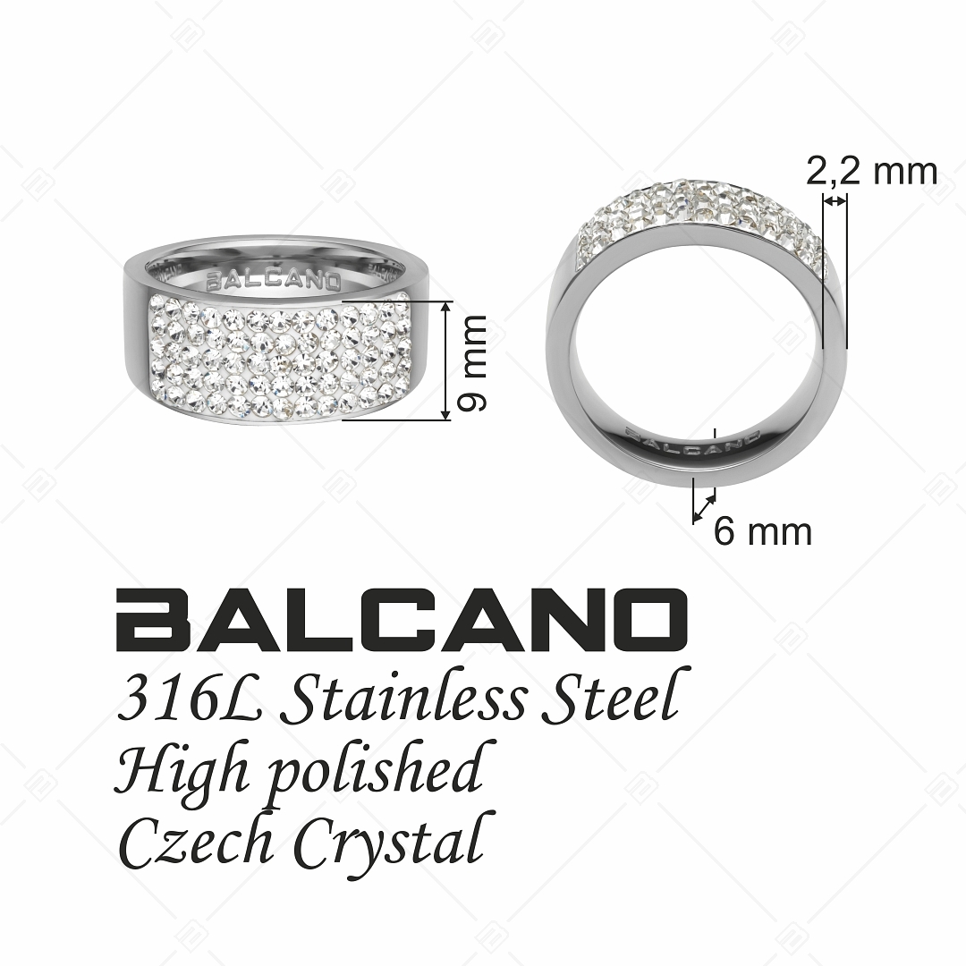 BALCANO - Mira / Polírozott nemesacél gyűrű csillogó kristályokkal (E041001BC00)