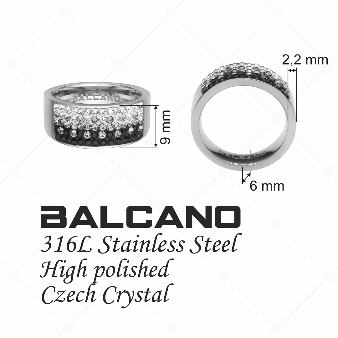 BALCANO - Mira / Polírozott nemesacél gyűrű csillogó kristályokkal (E041001BC01)