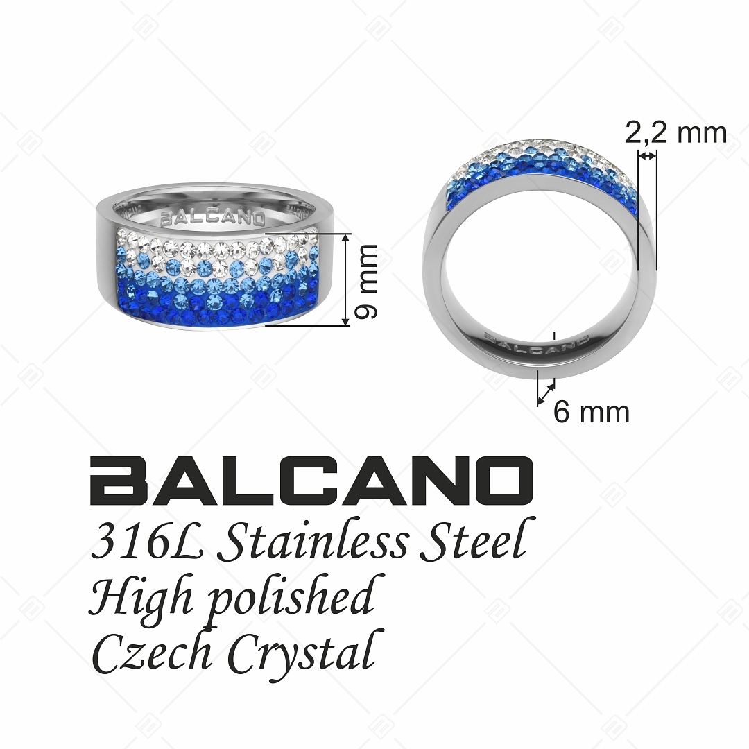 BALCANO - Mira / Polírozott nemesacél gyűrű csillogó kristályokkal (E041001BC04)