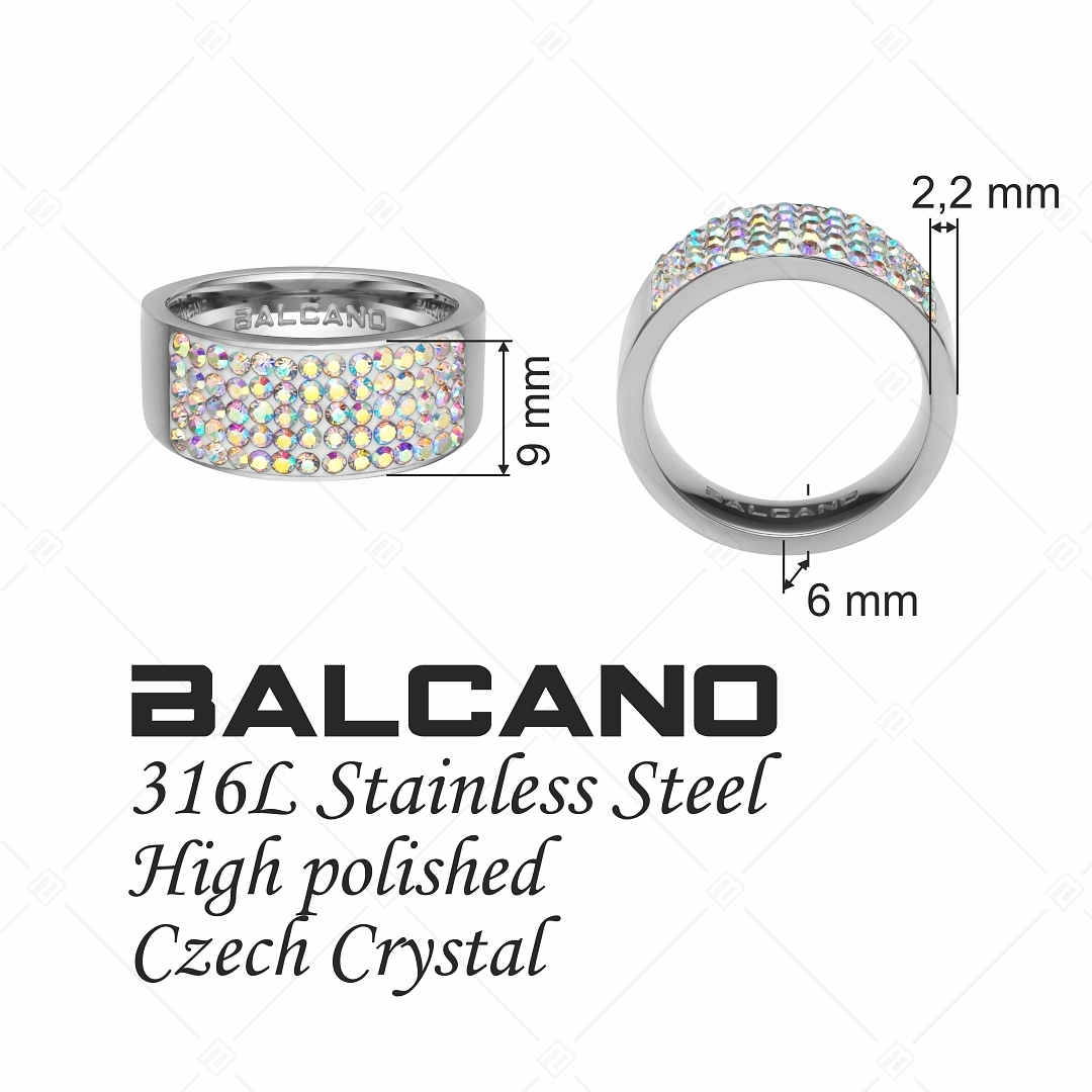 BALCANO - Mira / Polírozott nemesacél gyűrű csillogó kristályokkal (E041001BC09)