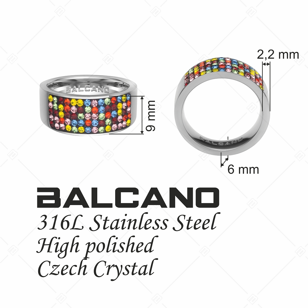 BALCANO - Mira / Polírozott nemesacél gyűrű csillogó kristályokkal (E041001BC89)