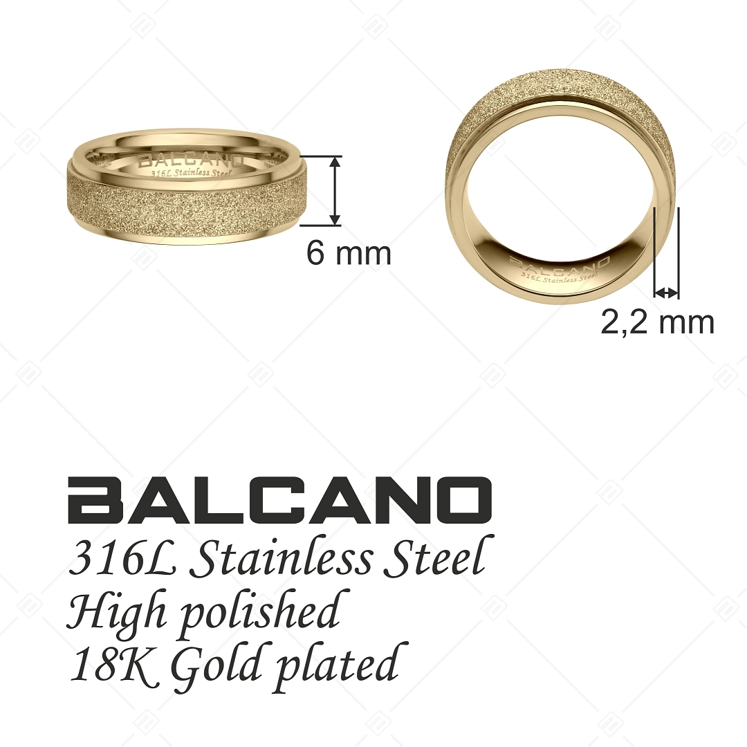 BALCANO - Caprice / Egyedi csillám csiszolású nemesacél gyűrű 18K arany bevonattal (E041201BC88)