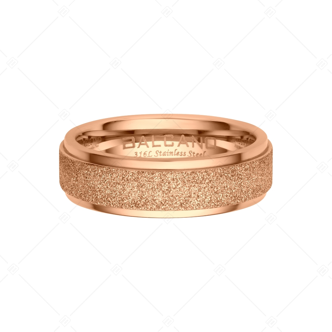 BALCANO - Caprice / Egyedi csillám csiszolású nemesacél gyűrű 18K rozé arany bevonattal (E041201BC96)