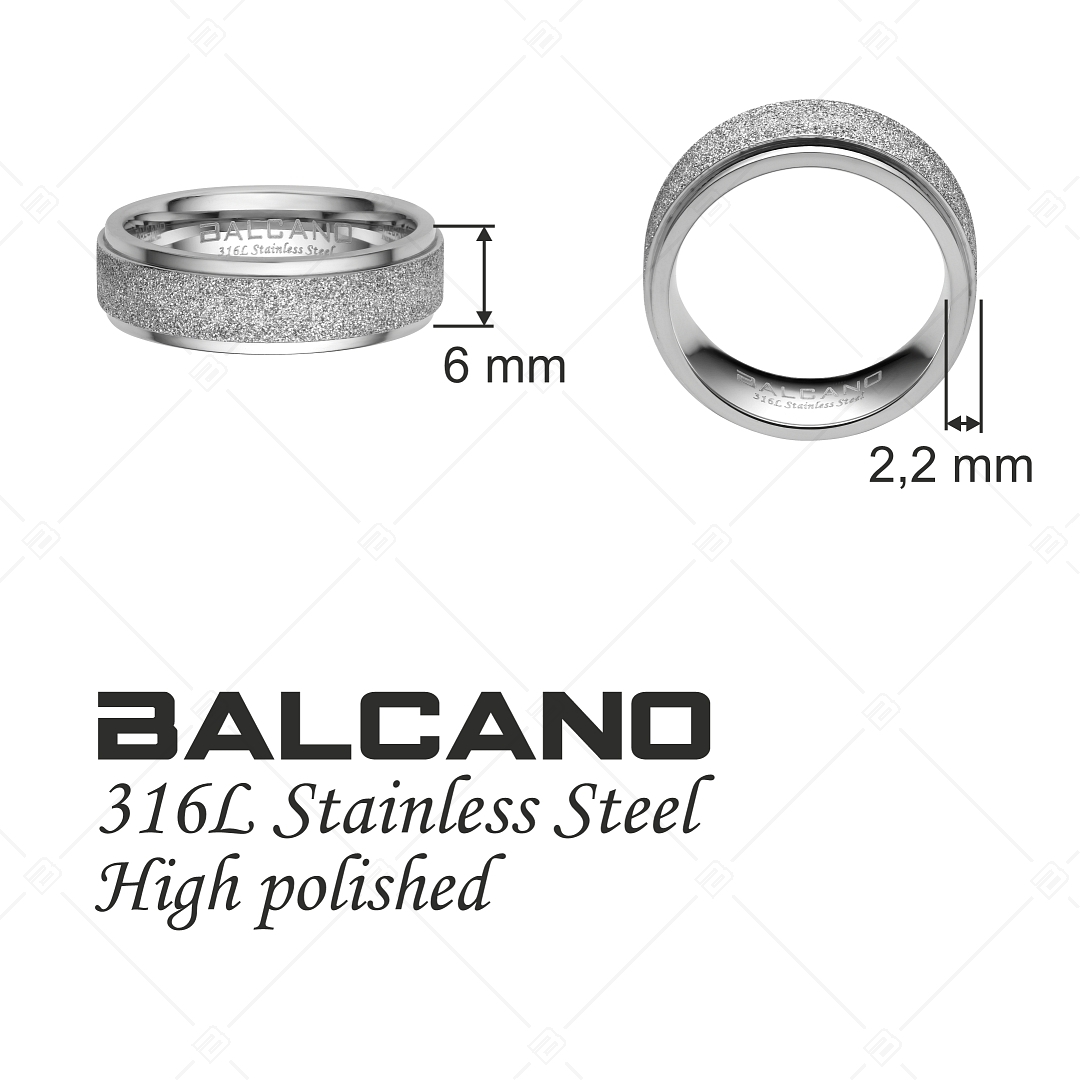 BALCANO - Caprice / Egyedi csillám csiszolású nemesacél gyűrű (E041201BC97)