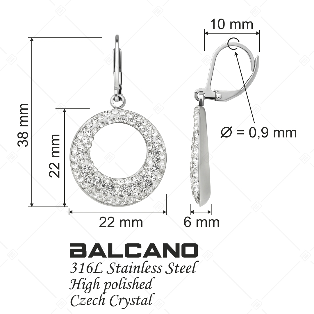 BALCANO - Sole / Kerek nemesacél fülbevaló kristályokkal (E141001BC00)