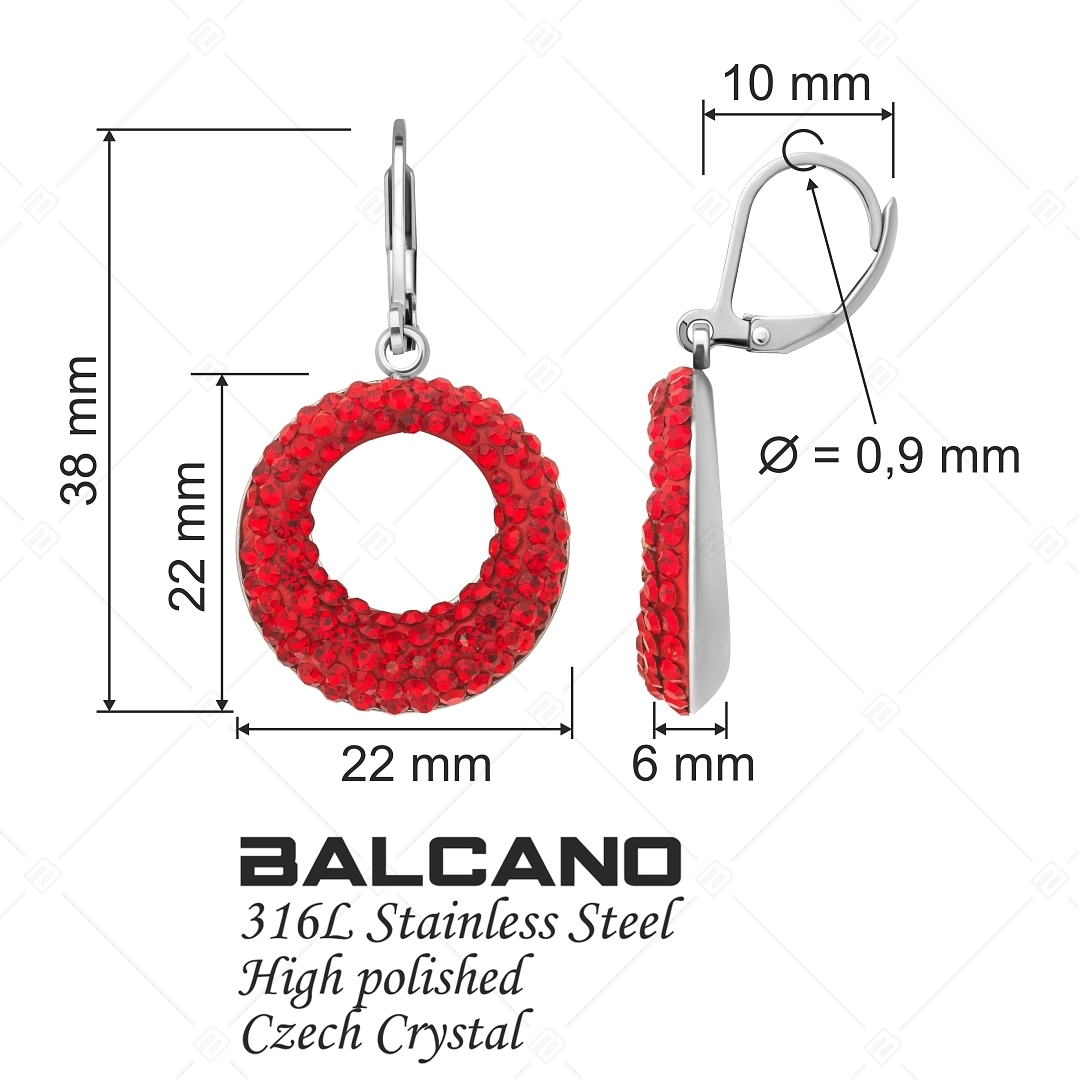 BALCANO - Sole / Kerek nemesacél fülbevaló kristályokkal (E141001BC22)