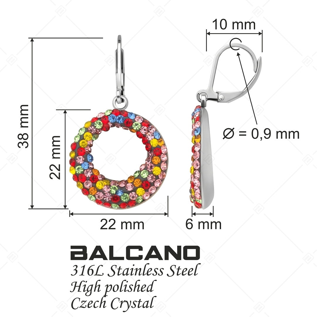 BALCANO - Sole / Kerek nemesacél fülbevaló kristályokkal (E141001BC89)