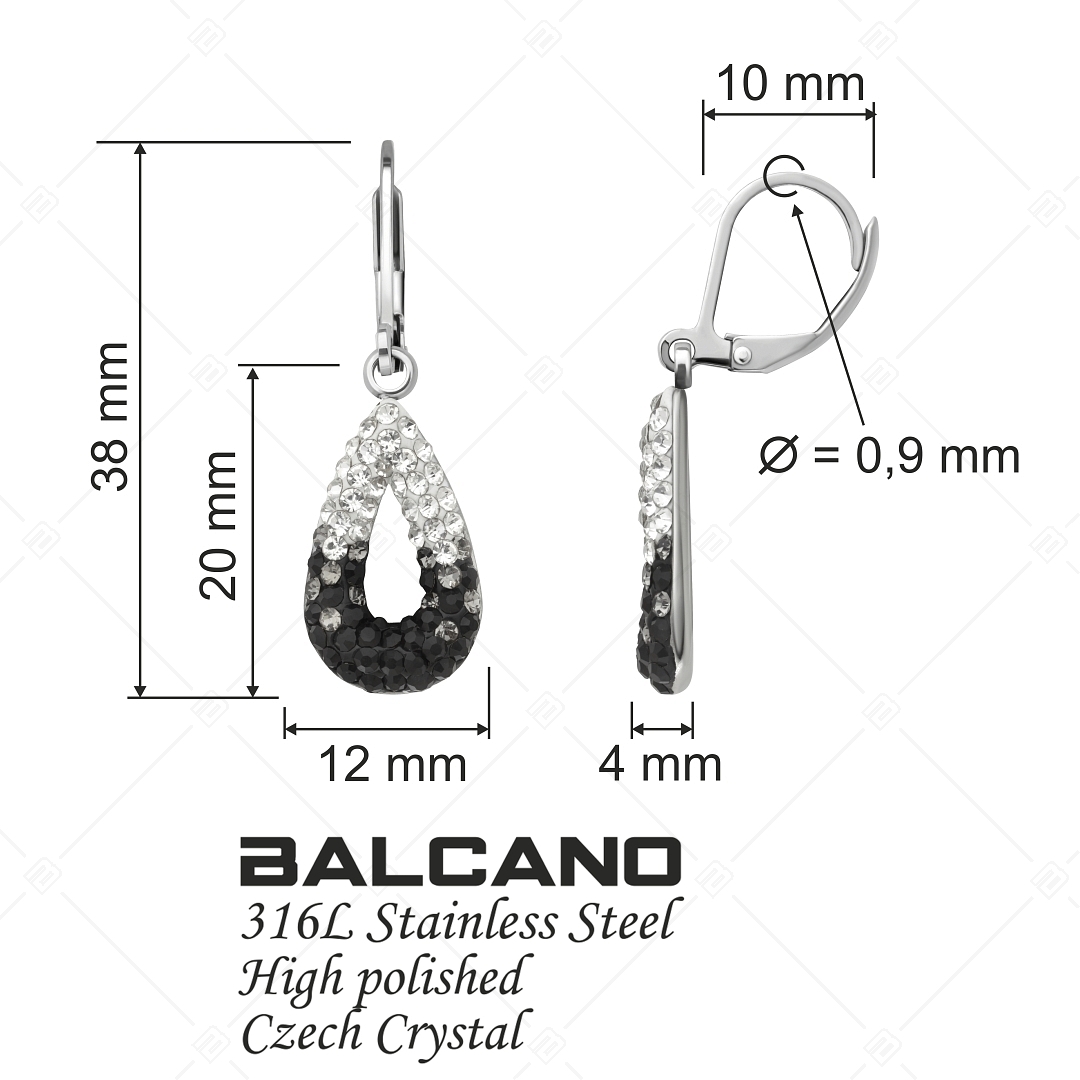 BALCANO - Goccia / Csepp alakú nemesacél fülbevaló kristályokkal (E141002BC01)