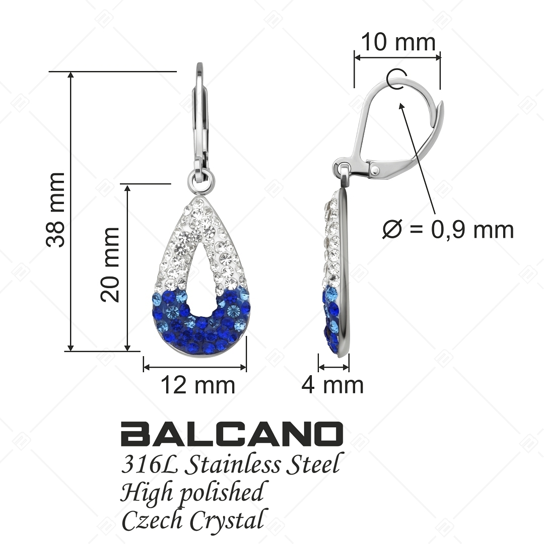 BALCANO - Goccia / Csepp alakú nemesacél fülbevaló kristályokkal (E141002BC04)
