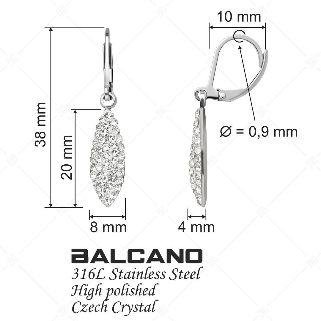 BALCANO - Avena / Zabszem formájú nemesacél fülbevaló kristályokkal (E141003BC00)