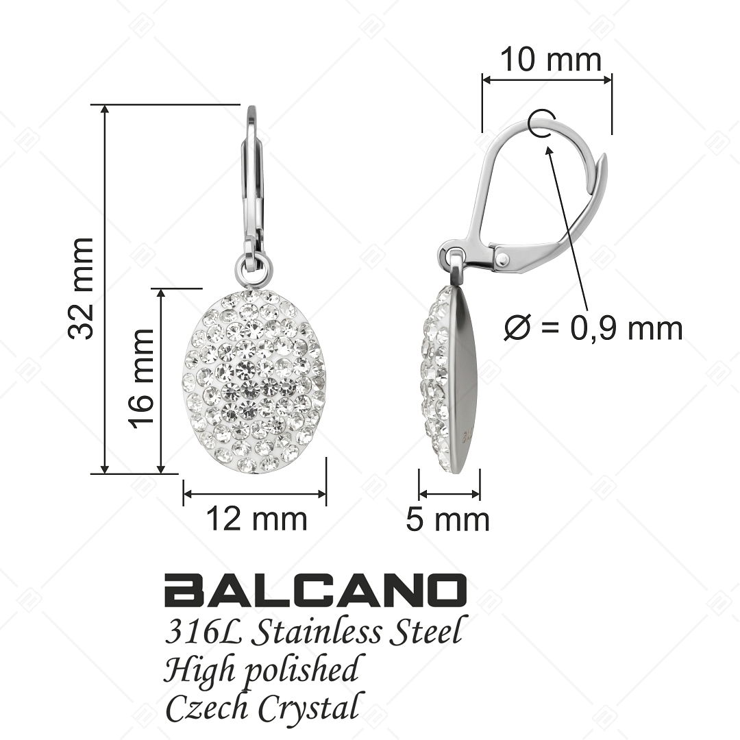 BALCANO - Oliva / Ovális nemesacél fülbevaló kristályokkal (E141004BC00)