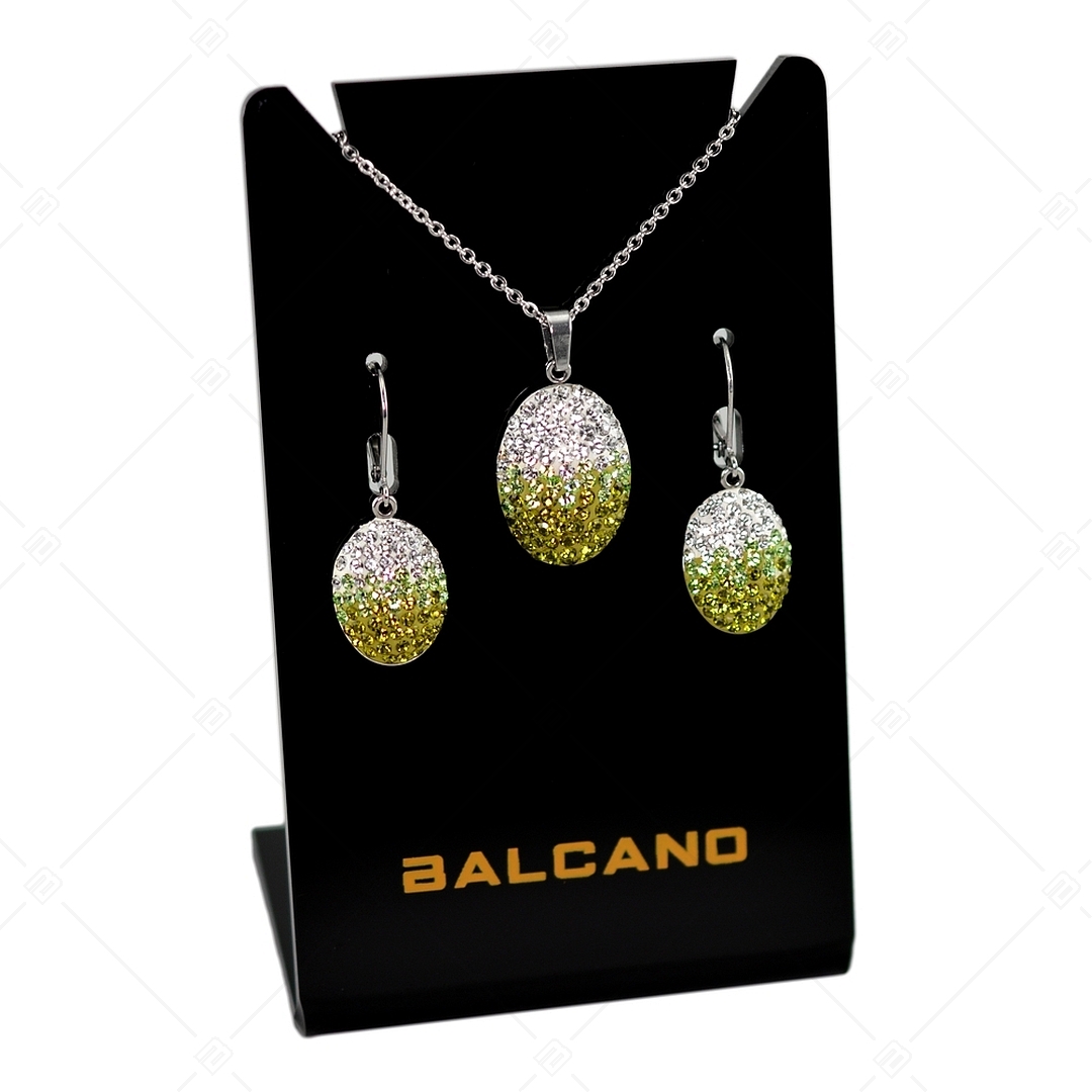 BALCANO - Oliva / Ovális nemesacél fülbevaló kristályokkal (E141004BC03)