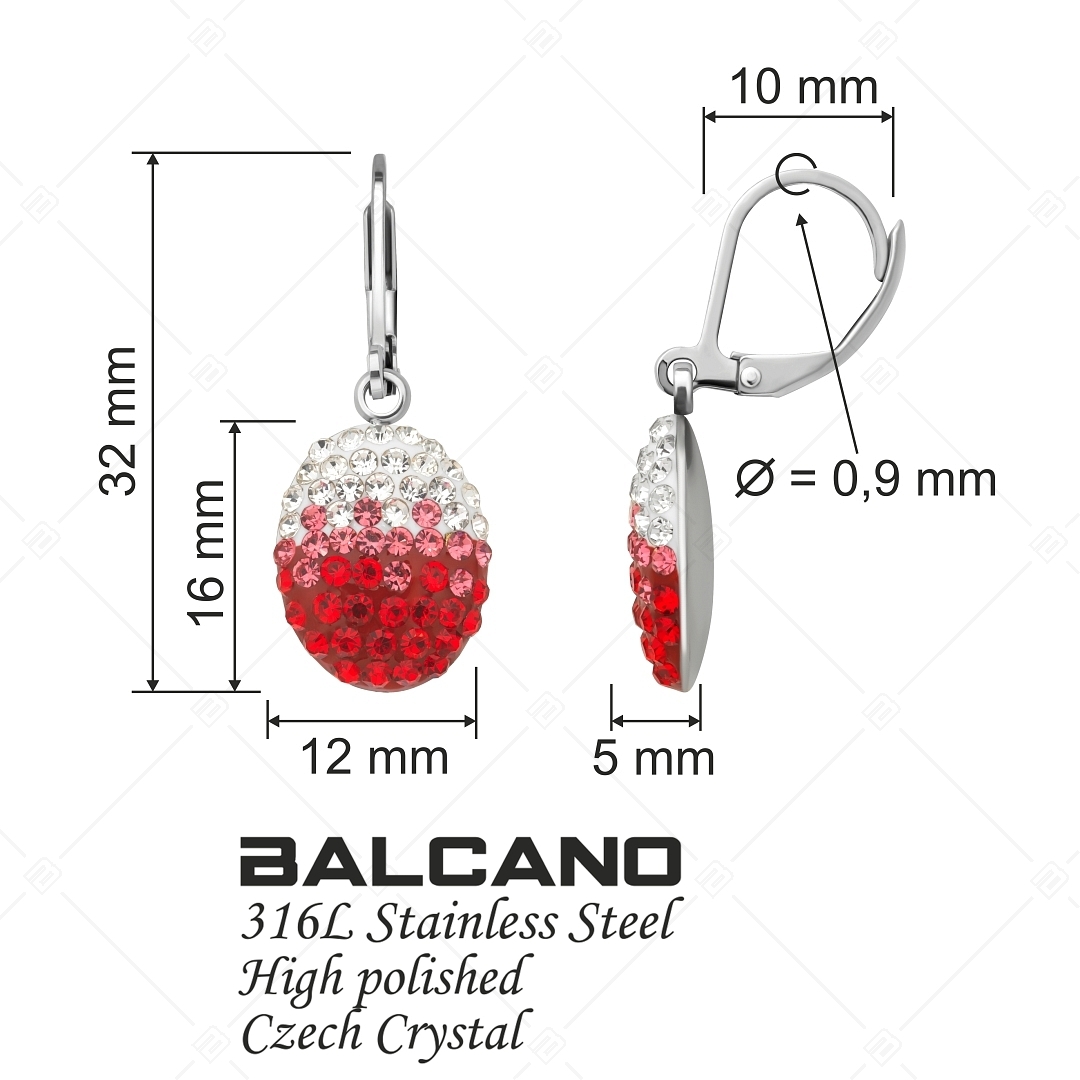 BALCANO - Oliva / Ovális nemesacél fülbevaló kristályokkal (E141004BC93)