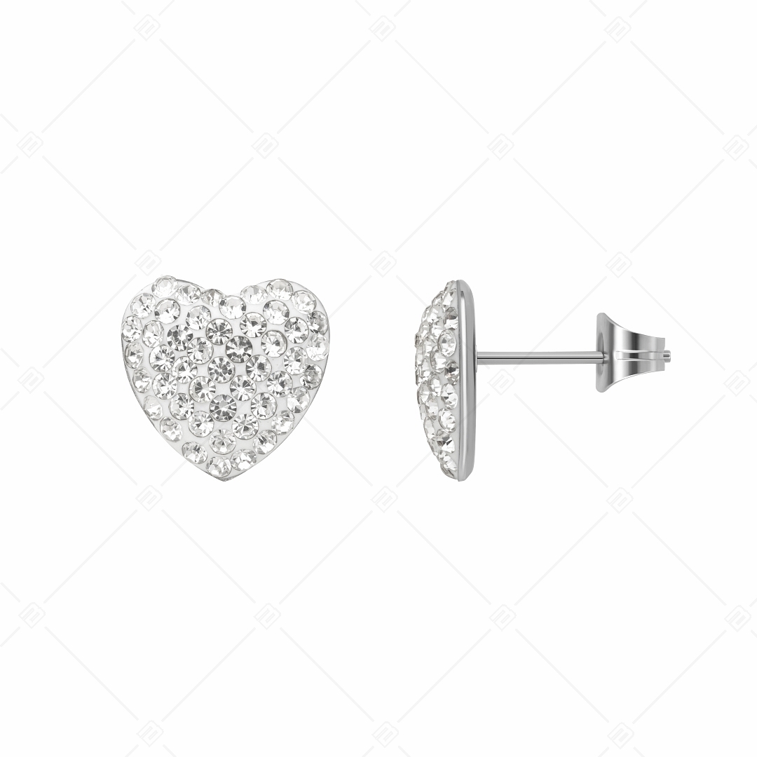BALCANO - Cuore / Szív alakú nemesacél fülbevaló kristályokkal (E141005BC00)