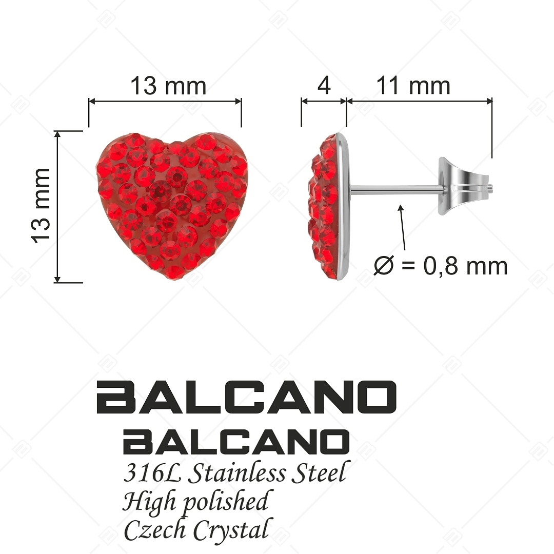 BALCANO - Cuore / Szív alakú nemesacél fülbevaló kristályokkal (E141005BC22)