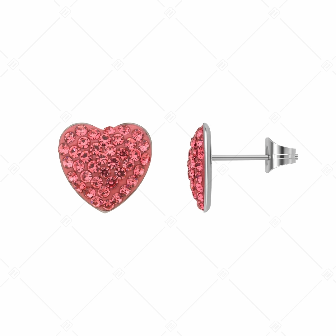BALCANO - Cuore / Szív alakú nemesacél fülbevaló kristályokkal (E141005BC86)