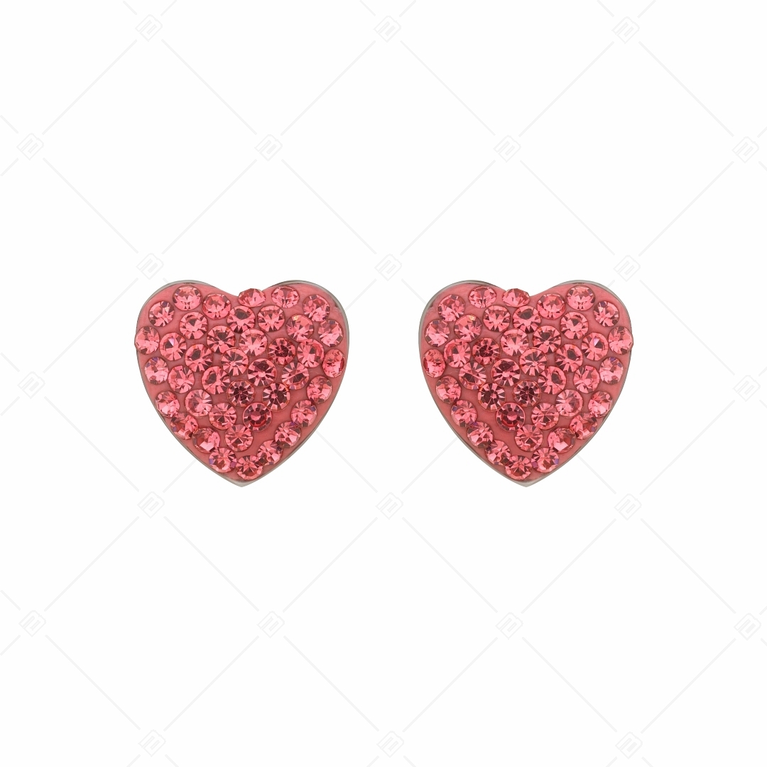BALCANO - Cuore / Szív alakú nemesacél fülbevaló kristályokkal (E141005BC86)
