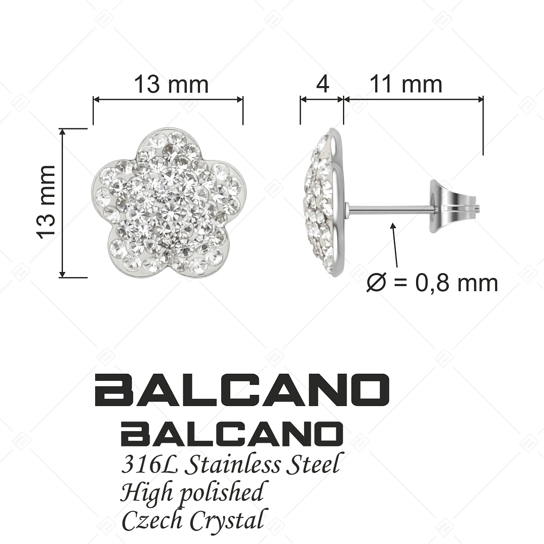 BALCANO - Fiore / Virág alakú nemesacél fülbevaló kristályokkal (E141006BC00)